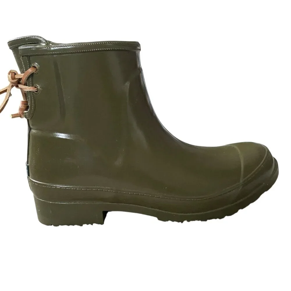 Sperry Top-Sider women's size 6 army green waterproof rubber rain boots footwear